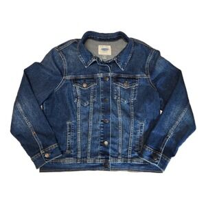 Old Navy Women's Denim Jean Jacket Large Blue Stretch Trucker Classic